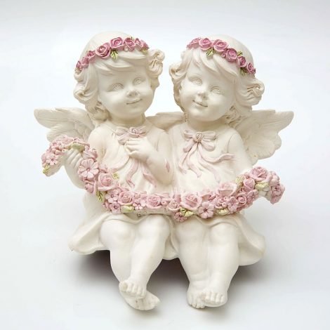 Aluguel de Anjos Gêmeos Decorativos Sentados 13x11cm