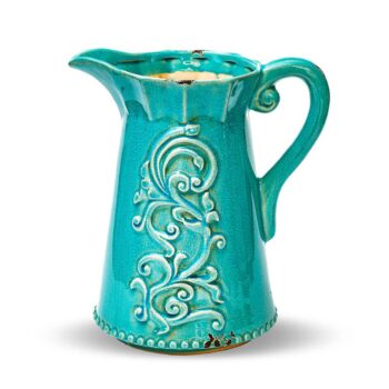 Aluguel de Jarra Decorativa de Cerâmica Turquesa 30x30cm