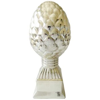Aluguel de Pinha Decorativa em Cerâmica Prata