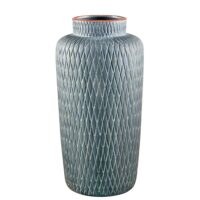 Aluguel de Vaso de Cerâmica Cinza com Borda Rosê 33x10cm