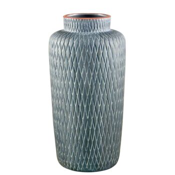 Aluguel de Vaso de Cerâmica Cinza com Borda Rosê