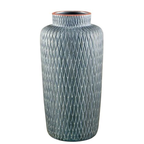 Aluguel de Vaso de Cerâmica Cinza com Borda Rosê 33x10cm