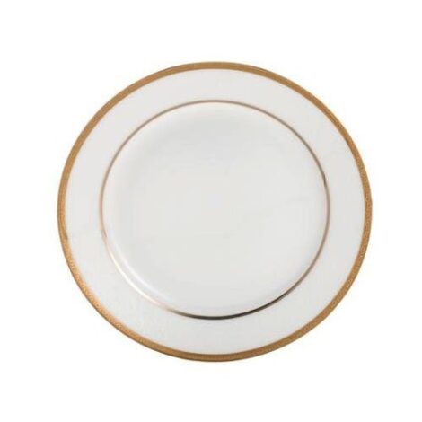 Aluguel de Prato Raso Branco com Borda Ouro Wolff
