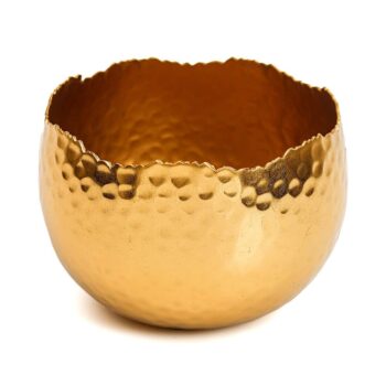 Aluguel de Cachepot Dourado Martelado M 14,5x10cm