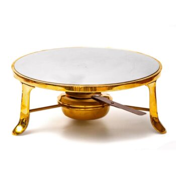 Aluguel de Rechaud Chapa Dourado Redondo com Espiriteira G 33cm