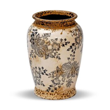 Aluguel de Vaso Branco Floral Azul P 21x12cm