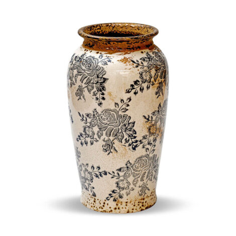 Aluguel de Vaso Branco Floral Azul M 29x13cm