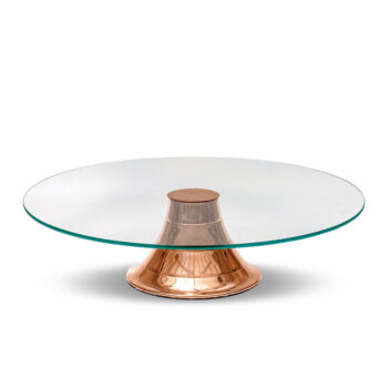 Aluguel de Prato com Pé Cobre e Vidro 50cm
