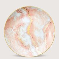 Aluguel de Prato de Mesa Mármore Rosa e Dourado