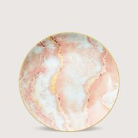 Aluguel de Prato de Sobremesa Mármore Rosa e Dourado