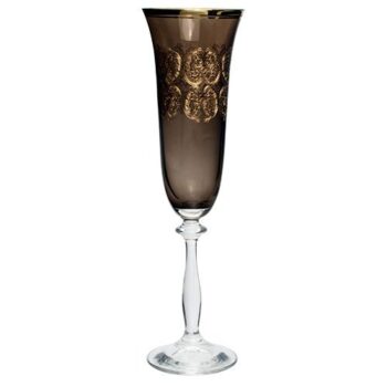 Aluguel de Taça de Champagne Fumê com Borda Ouro