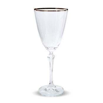 Aluguel de Taça de Água Lisa Cristal com Borda Prata
