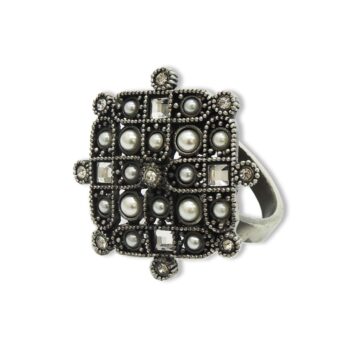 Aluguel de Anel de Guardanapo Prata Strass e Pérolas