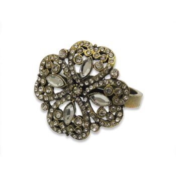 Aluguel de Anel de Guardanapo Ouro Velho Strass e Metal