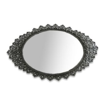 Aluguel de Bandeja Espelhada Oval Prata e Strass