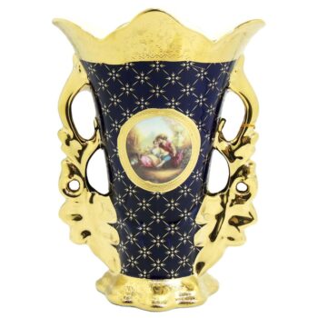 Aluguel de Vaso de Porcelana Azul Royal e Dourado