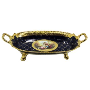 Aluguel de Centro de Mesa Porcelana Azul Royal e Dourado