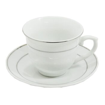 Aluguel de Xícara de Café em Porcelana com Filete Prata