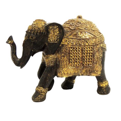 Aluguel de Elefante Decorativo de Resina Dourado 24cm