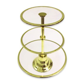 Aluguel de Prato 3 Andares de Vidro com Aro Dourado