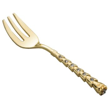 Aluguel de Garfo de Sobremesa Dourado com Strass