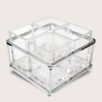 Aluguel de Porta Talheres Inox com 4 Divisórias em Cristal 24x22cm