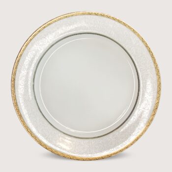 Aluguel de Prato de Mesa Branco com Borda Ouro Wolff