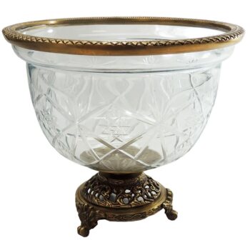 Aluguel de Cachepot em Cristal Lapidado com Pé Dourado