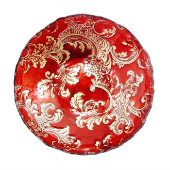 Aluguel de Centro de Mesa Marrocom Folha Ouro Vermelho de Vidro