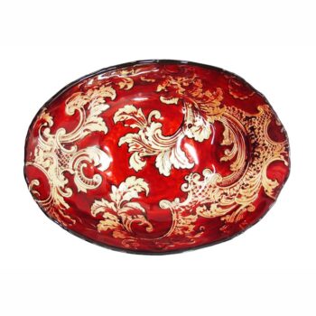 Aluguel de Centro de Mesa Marrocom Folha Ouro Vermelho de Vidro