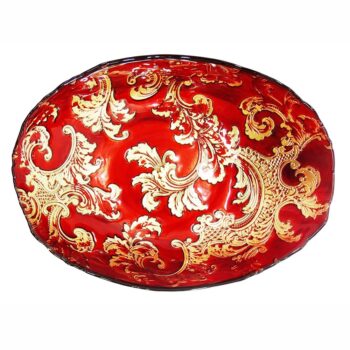Aluguel de Centro de Mesa Marrocom Folha Ouro Vermelho em Vidro