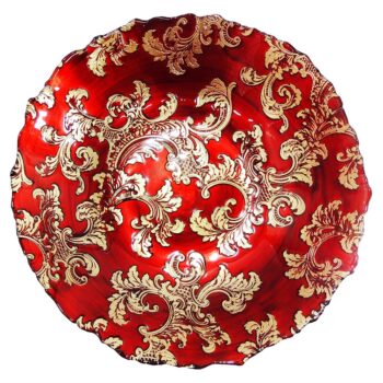 Aluguel de Centro de Mesa Marrocom Folha Ouro Vermelho em Vidro