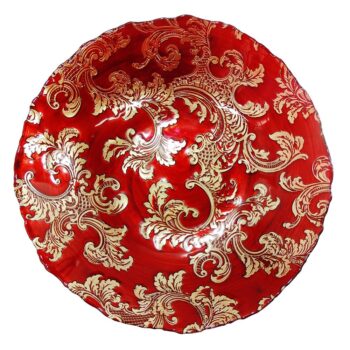 Aluguel de Centro de Mesa Marrocom Folha Ouro Vermelho em Vidro