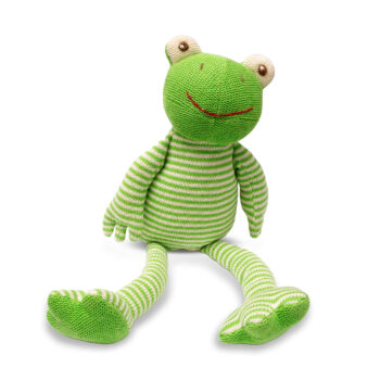 Aluguel de Sapo Decorativo Listrado em Pelúcia Verde