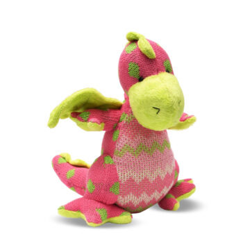 Aluguel de Dinossauro Decorativo Rosa e Verde em Tricô