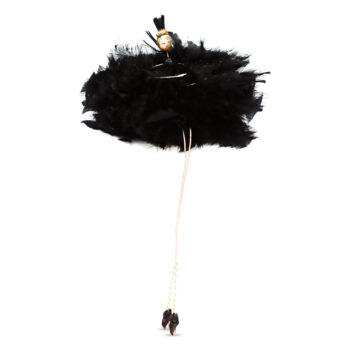 Aluguel de Bailarina com Plumas Negras Sentada