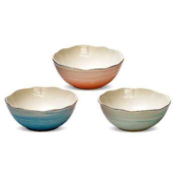 Aluguel de Bowl Color com Borda Ouro G 16x6,5cm