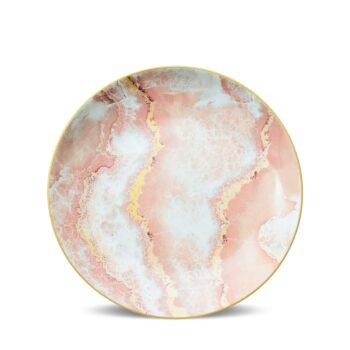 Aluguel de Prato de Sobremesa Mármore Rosa e Dourado