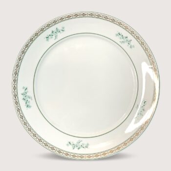 Aluguel de Prato Mesa Borda Floral Verde com Filete Dourado