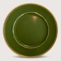 Aluguel de Sousplat Verde Filete Dourado