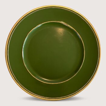 Aluguel de Sousplat Verde Filete Dourado