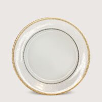 Aluguel de Prato de Sobremesa Branco com Borda Ouro Wolff