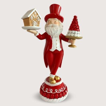 Aluguel de Papai Noel com Casinha e Árvore de Macarrons nas Mãos