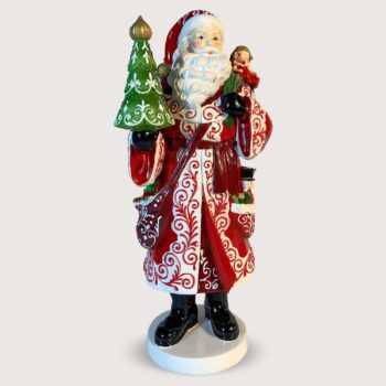 Aluguel de Papai Noel com Árvore na Mão e Saco de Presentes Verde 42cm