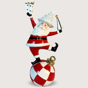Aluguel de Papai Noel Equilibrista na Bola Branca e Vermelha