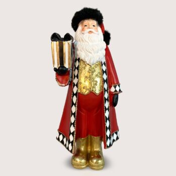 Aluguel de Papai Noel Vermelho e Preto com Botas Douradas 30cm