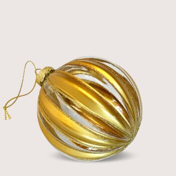 Aluguel de Bola de Natal Listrada Dourada em Vidro