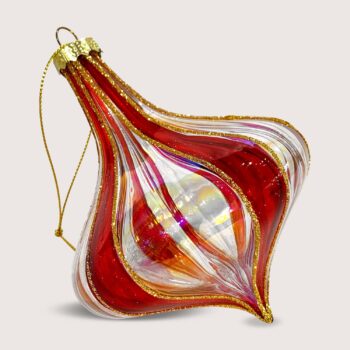 Aluguel de Bola de Natal Gota Listra Vermelha em Vidro