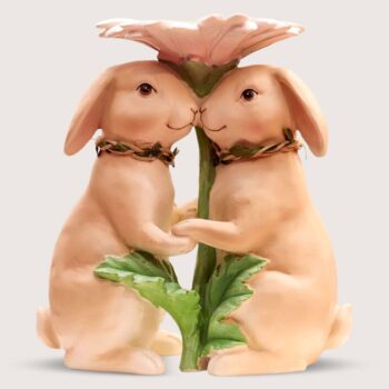 Aluguel de Coelhos Cami e Di Beijando sob Guarda Chuva de Flor
