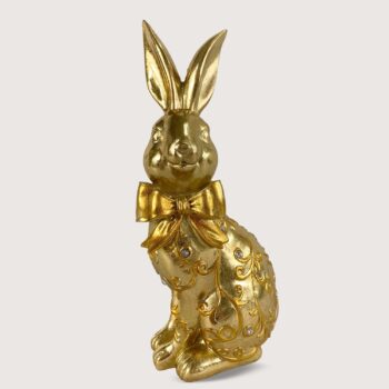 Aluguel de Coelho Dourado com Strass Sentado Decorativo